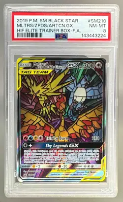 2019 Pokemon SM Hidden Fates Promo SM210 Moltres & Zapdos Articuno GX PSA 8 - Image 1
