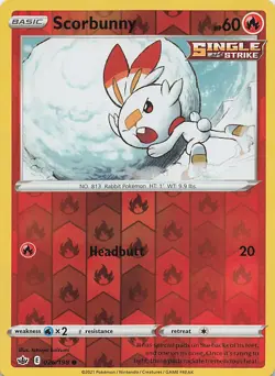 (READ DESC) Scorbunny 026/198 Chilling Reign Pokemon Reverse Holo Lightly Played - Image 1