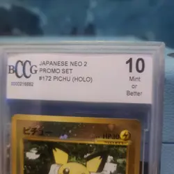 BECKETT 10 GEM MINT JAPANESE NEO 2 REVERSE HOLO PICHU (CRACKED CASE, CARD FINE) - Image 2