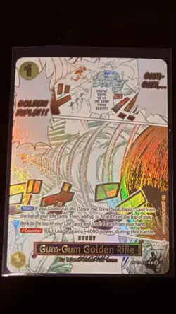 (Alternate Art) RARE** One Piece Gum-Gum Golden Rifle Event Card OP15-116 Holo - Image 2