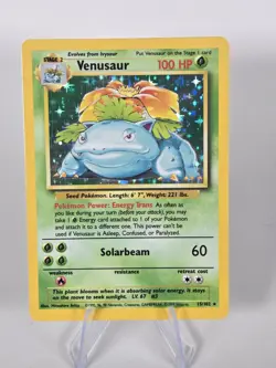 Venusaur 15/102 Base Set Holo Vintage WOTC Pokemon Card NM - Image 1