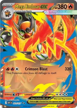 Mega Emboar ex 031/217 Holo NM Pokemon Card Ascended Heroes - Image 1