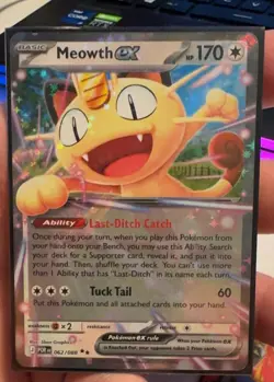Meowth ex 062/088 Holo NM Pokemon Card ME03 Perfect Order - Image 1