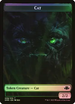 MTG FOIL {Cat Token} (Green) // {Goblin Token} - Dominaria Remastered #008 - Image 1