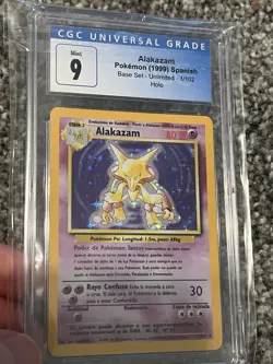 1999 Pokemon SPANISH Unlimited Base Set Alakazam Holo 1/102 CGC 9 MINT - Image 1
