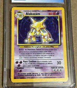 1999 Pokemon SPANISH Unlimited Base Set Alakazam Holo 1/102 CGC 9 MINT - Image 2
