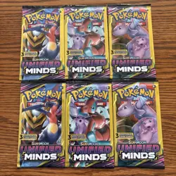 Pokemon Unified Minds - Sun & Moon 3 Card Booster Pack - Lot of 3 Packs - Image 1
