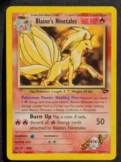 Blaine's Ninetales 21/132 Gym Challenge Non Holo Rare Pokemon Card a Near Mint - Image 1