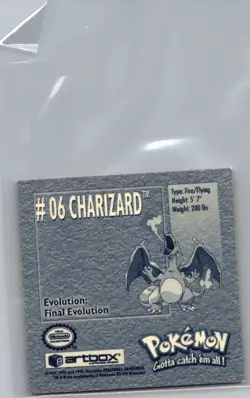 1999 Pokemon Series 1 Artbox Sticker Card - Charizard #06 - NM - Image 2