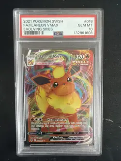 Pokemon TCG Flareon VMAX Evolving Skies Ultra Rare Card 018/203 PSA 10 - Image 1