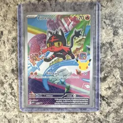 Pokemon TCG Series 1 illustrator Holo Promo Cards Litten Rowlet Popplio Lot of 3 - Image 3