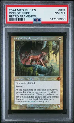 2024 MTG MODERN HORIZONS 3 RETRO FRAME-FOIL #394 OCELOT PRIDE PSA 8 - Image 1