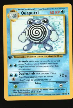 Pokemon German 1st Edition Quaputzi Poliwhirl Base Set #038/102 NM - Image 1