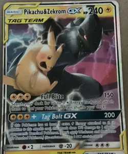 Pokemon Pikachu & Zekrom GX TAG TEAM Ultra Rare Holo 33/181 240 HP Sm-Team Up - Image 1