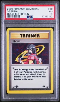 PSA 7 Pokemon Sabrina 20/132 Holo 1st Edition Gym Challenge 2000 - Image 1