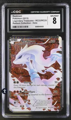 🔥 CGC 8 2013 Reshiram #RC22 Pokemon B&W Legendary Treasures Radiant (not PSA) - Image 1