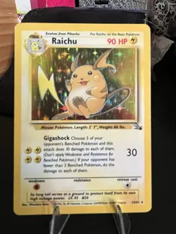 Pokemon Raichu Fossil Holo Rare Unlimited 14/62 1999 90 HP English - Image 1