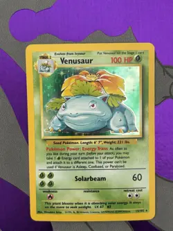 Venusaur 15/102 Base Set Holo Rare 100 HP Stage 2 Pokemon TCG English - Image 1