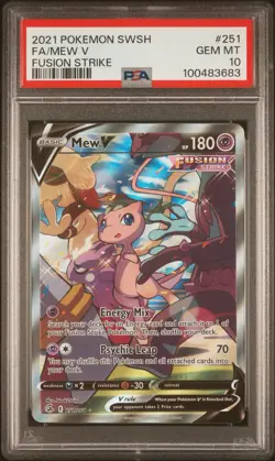 Pokemon 2021 Fusion Strike Mew v Alt Art 251/264 PSA 10 Gem Mint - Image 1