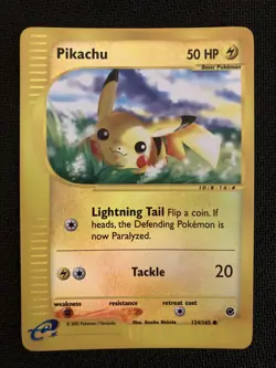 Pokemon Pikachu 124/165 Expedition Base Set Reverse Holo - Image 1