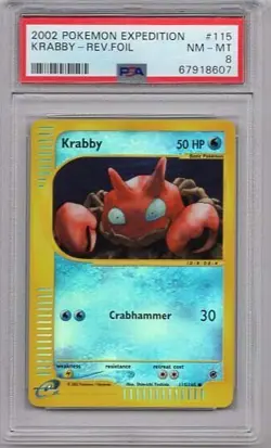 KRABBY REVERSE HOLOFOIL #115 POKEMON EXPEDITION PSA #67918607 GRADED NM-MT 2002 - Image 1