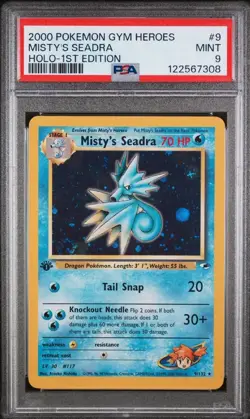 2000 Pokemon Gym Heros Mistys Seadra #9 Holo First Edition PSA 9 SWIRL 🌀 - Image 1