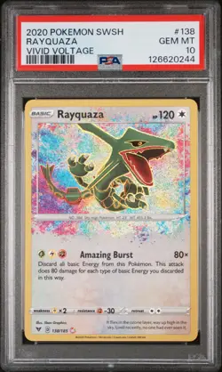 2020 POKEMON SWORD & SHIELD VIVID VOLTAGE #138 RAYQUAZA PSA 10 - Image 1