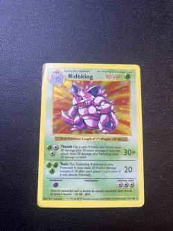Pokemon Nidoking TCG Base Set Holo Shadowless Rare Card 11/102 - Image 1
