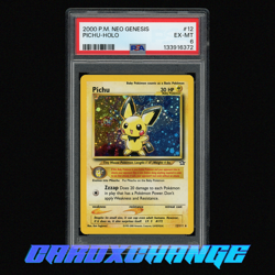 2000 Pokemon Neo Genesis 12 Pichu Holo Rare PSA 6 EX MT Swirl - Image 1