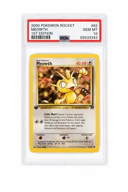 2000 Pokemon Rocket Meowth Psa 10 1st Edition #62 - Image 1