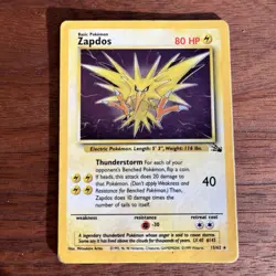 1999 Pokemon Fossil Set #15 Original Unlimited Holo Rare Zapdos Ungraded - Image 1