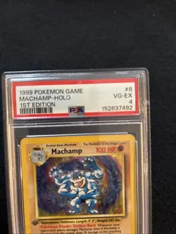 1999 POKEMON GAME #8 MACHAMP-HOLO 1st EDITION PSA GRADED 4 - Image 4