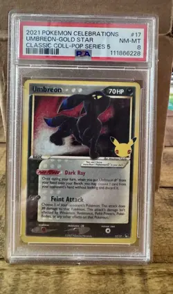 Pokemon Celebrations Umbreon Gold Star Classic Collection Pop Series 5 PSA 8 - Image 1