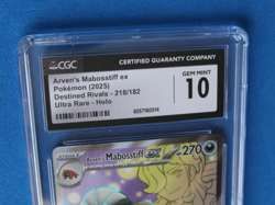 2025 POKEMON DESTINED RIVALS ARVEN'S MABOSSTIFF EX ULTRA RARE HOLO CGC 10 - Image 2