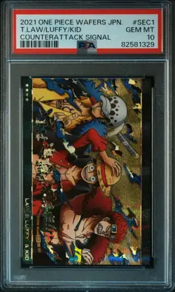 One Piece Luffy Kid No.9-Sec1 PSA 10 Gem Mint Wafer Card - Image 1