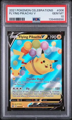 POKEMON PSA 10 GEM MINT 2021 POKEMON CELEBRATIONS 006 FLYING PIKACHU V - Image 1