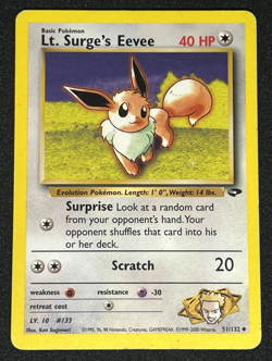 Lt. Surge's Eevee 51/132 WOTC Gym Challenge Non-Holo Uncommon Pokemon Card MP - Image 1