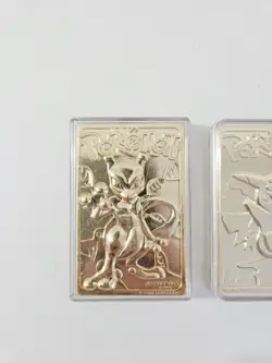 Pokemon Mewtwo And Pikachu 23K Gold Plated Card 1999 Burger King Card - Image 2