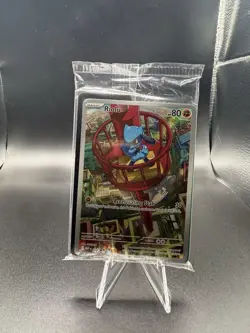 Nintendo Pokemon TCG Sword & Shield Riolu Promo Card w/ Lucario Sleeve - Image 1