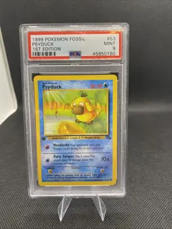 1999 Pokemon Fossil PSYDUCK 1st Edition 53/62 PSA 9 59 HP - Image 1