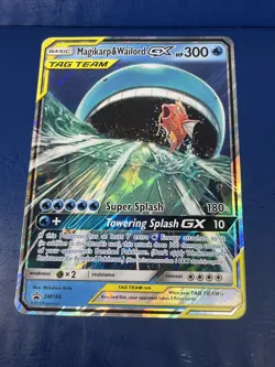 Magikarp & Warlord GX SM166 Jumbo Promo Pokemon Card LP - Image 2