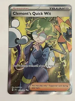 Clemont's Quick Wit 229/191 Sv08: Surging Sparks Ultra Rare Pokemon Card - NM - Image 1