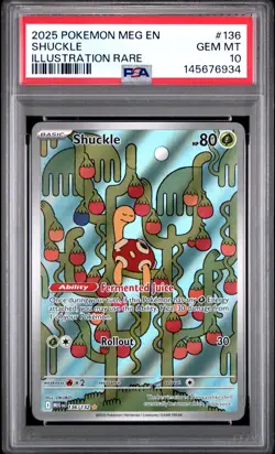 2025 POKEMON MEG EN-MEGA EVOLUTION ILLUSTRATION RARE #136 SHUCKLE PSA 10 - Image 1