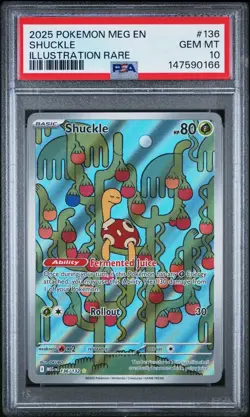 2025 Pokemon Shuckle #136 Mega Evolutions Illustration Rare Gem Mint PSA 10 - Image 1