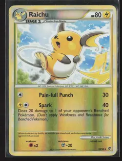 Raichu 33/90 Uncommon HGSS Undaunted Pokemon Reverse Holo Lightly Played - Image 1