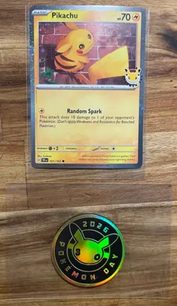 Pokemon Day 2026 | Pikachu 051/162 | 2026 Stamp Promo + 2026 Coin Token NM/M - Image 1