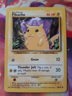 1999 Pokemon Pikachu 58/102 Yellow Cheeks Base Set Common #58 LP-NM - Image 1