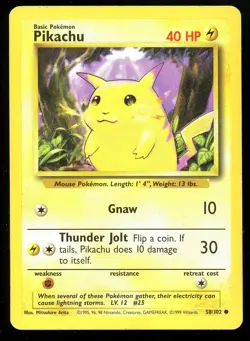 1999 Pokemon Base Set | Yellow Cheeks Pikachu (58/102) | Unlimited - Image 1