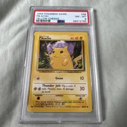 Pikachu Yellow Cheeks 1999 WOTC Pokemon Card 58/102 Base Set PSA Grade NM Mint 8 - Image 1