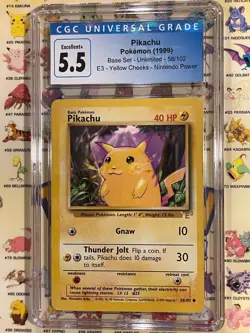 Pikachu E3 Yellow Cheeks ~ Base Set ~ 58/102 ~ CGC 5.5 ~ Nintendo Pokemon 1999 - Image 1